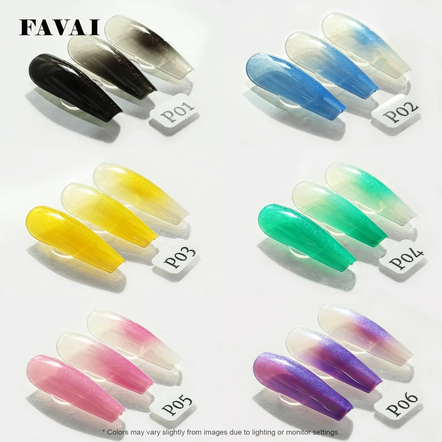 Airbrush Gel - Pearl Collection 6 couleurs (#P01-#P06) - Favai