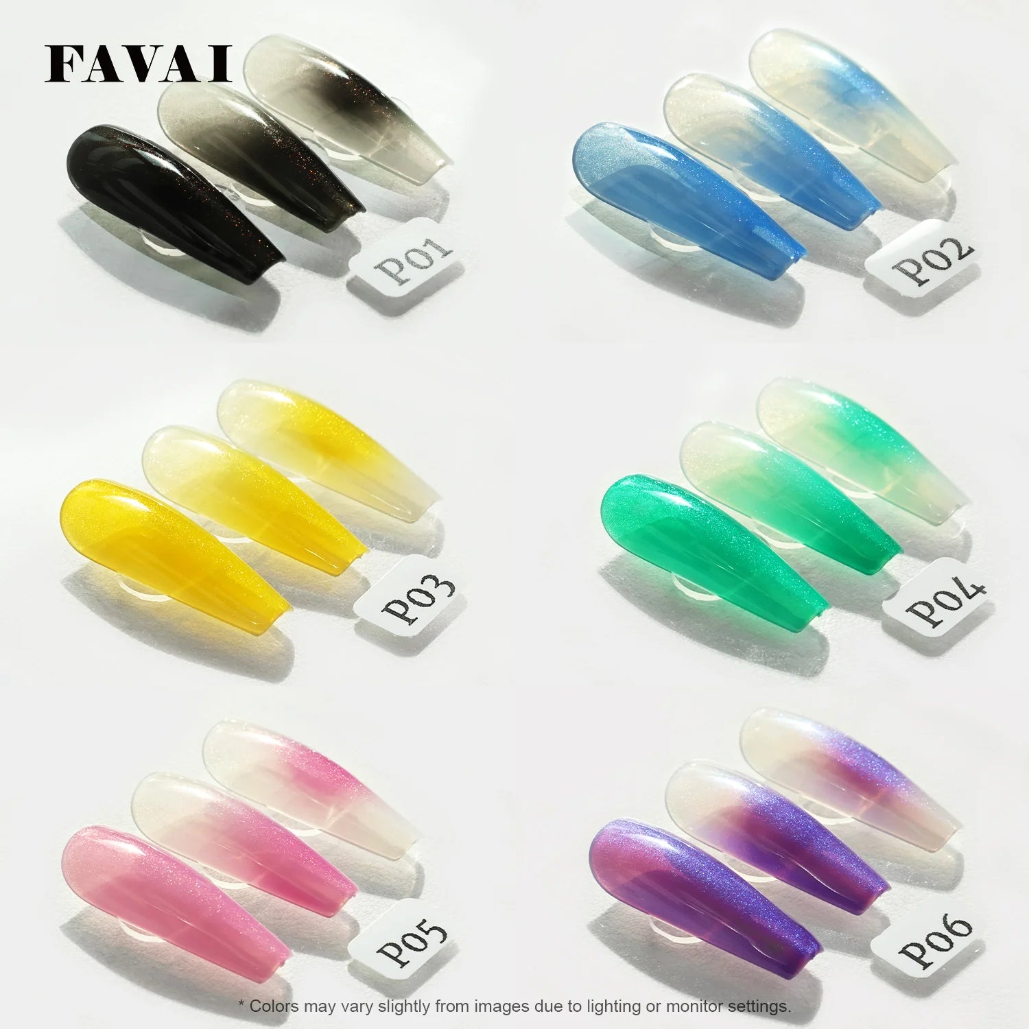 Airbrush Gel - Pearl Collection 6 couleurs (#P01-#P06) - Favai