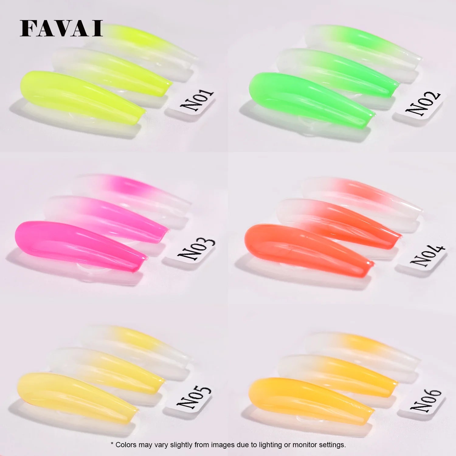 Airbrush Gel - Neon Collection 6 couleurs - Favai