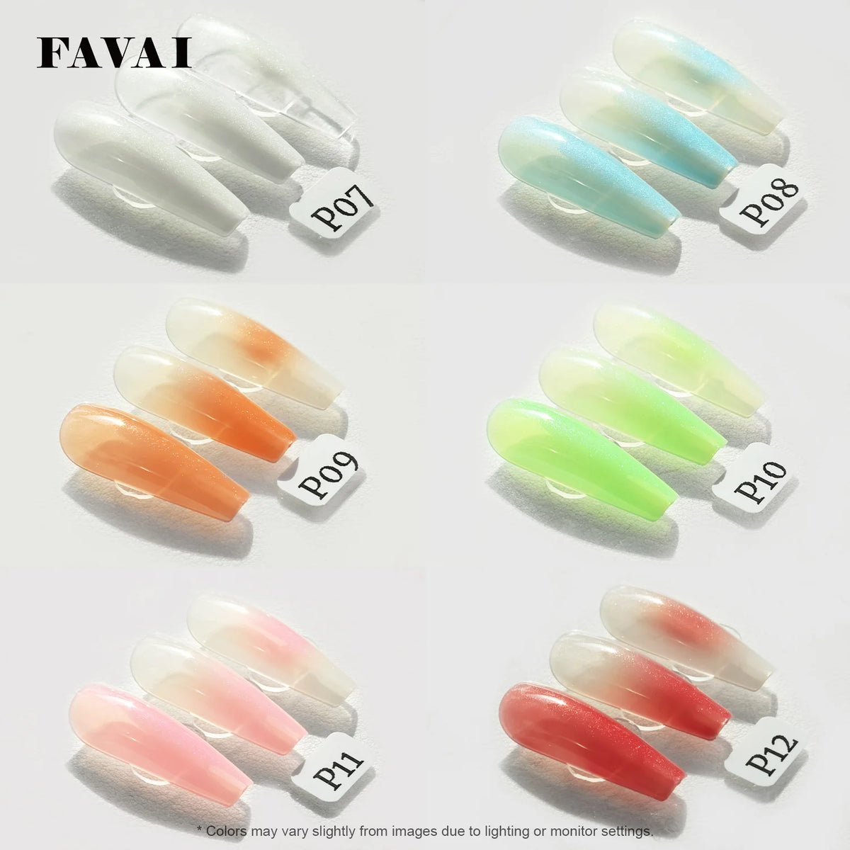 Airbrush Gel - Pearl Collection 6 couleurs (#P07-#P012) - Favai