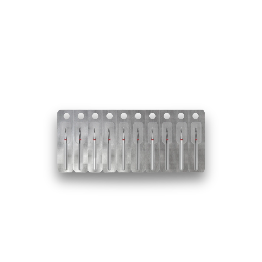 Diamantfräser „Flamme“ – rote Körnung Durchmesser 1,8 mm / Arbeitsbereich 8 mm – Staleks