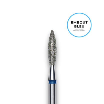 Embout diamant "flamme" - Grain bleu 2,3mm partie active 10mm - Staleks