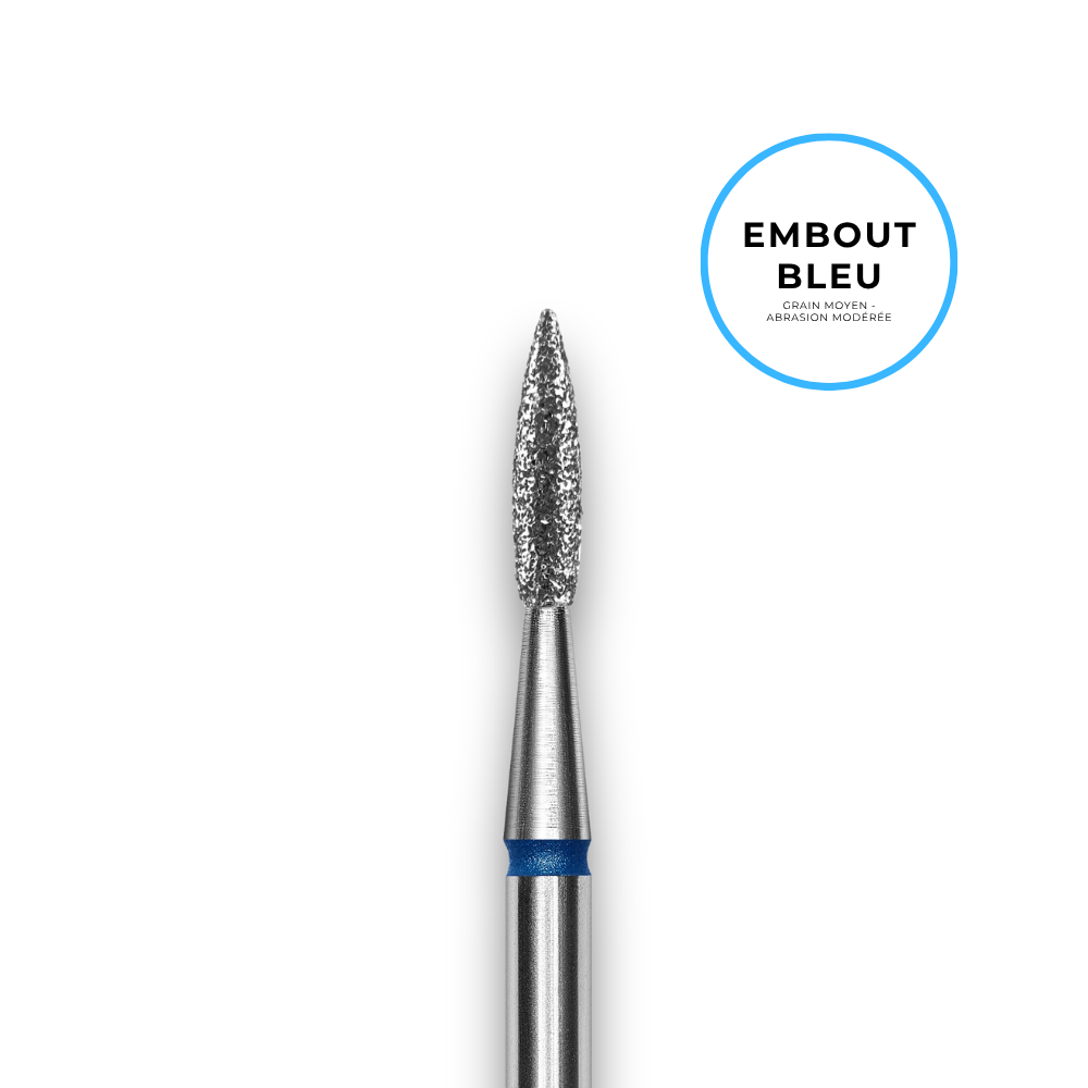 Embout diamant "flamme" - Grain bleu diamètre 1,8mm / partie travaillante 8mm - Staleks (Copie)