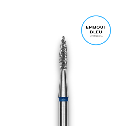 Embout diamant "flamme" - Grain bleu diamètre 1,8mm / partie travaillante 8mm - Staleks (Copie)