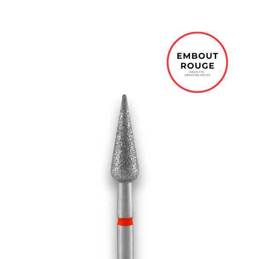 Embout diamant "poire" - Grain rouge diamètre 4mm / partie active 12mm - Staleks