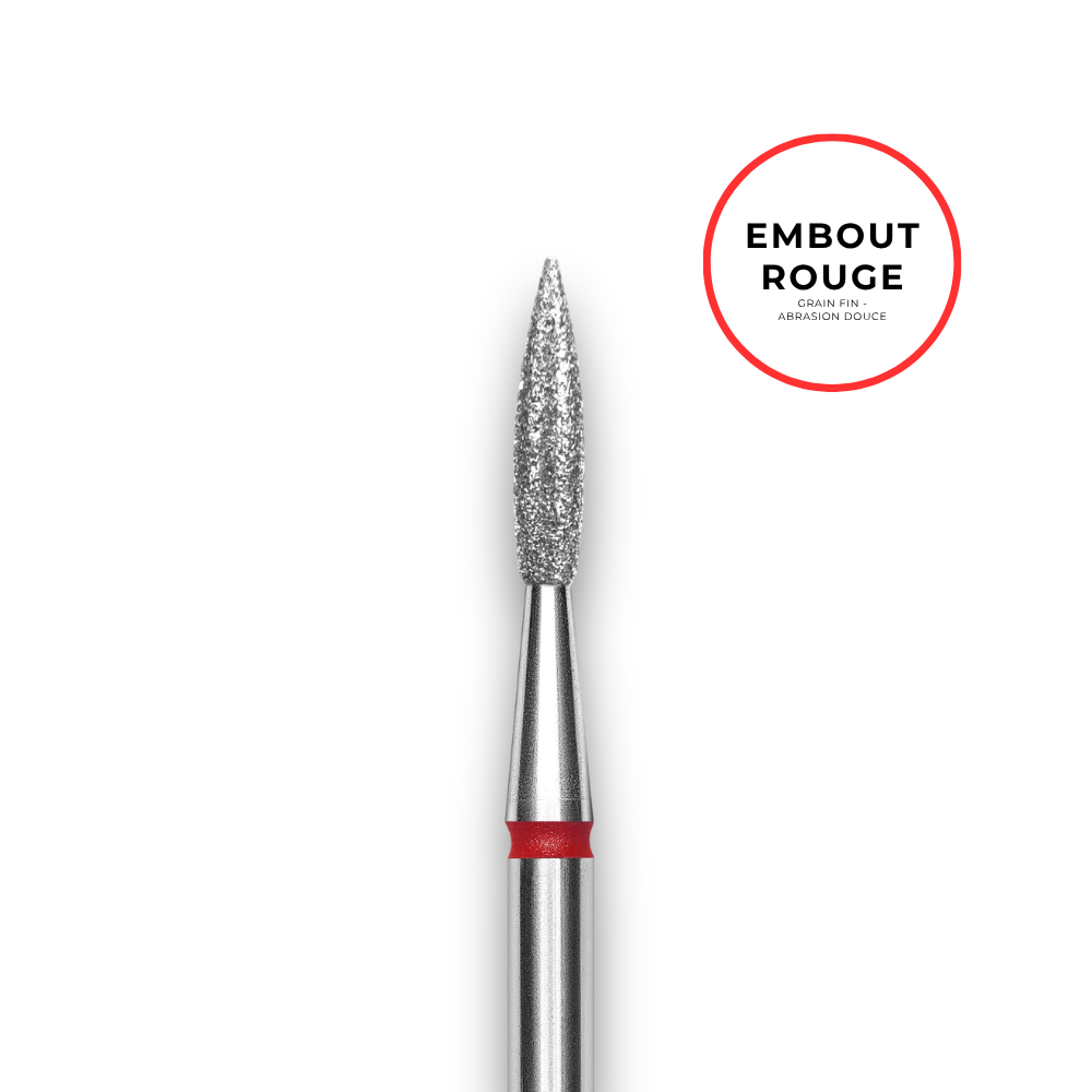 Embout diamant "flamme" - Grain rouge 2,3mm partie travaillante 8mm - Staleks
