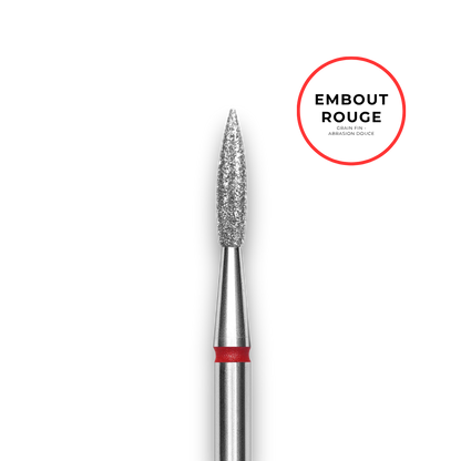 Embout diamant "flamme" - Grain rouge 2,3mm partie travaillante 8mm - Staleks