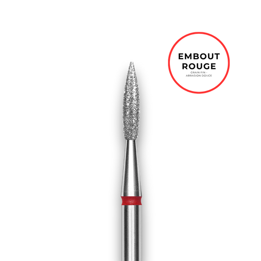 Embout diamant "flamme" - Grain rouge 2,3mm partie travaillante 8mm - Staleks