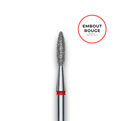 Embout diamant "flamme" - Grain rouge 2,1mm partie travaillante 8mm - Staleks