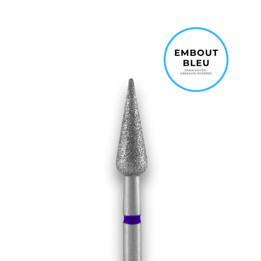 Embout diamant "poire" - Grain bleu diamètre 4mm / partie active 12mm - Staleks