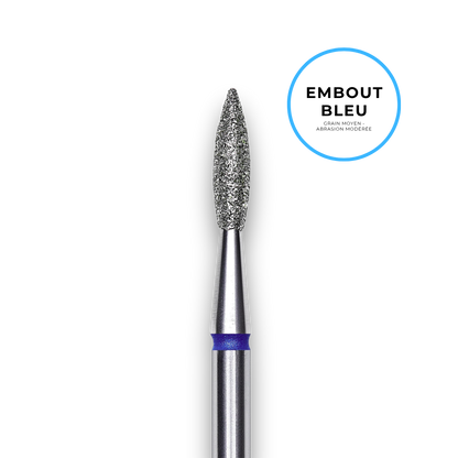 Embout diamant "flamme" - Grain bleu diamètre 2,1mm / partie active 8mm - Staleks