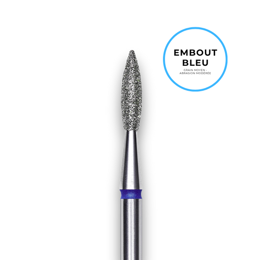 Embout diamant "flamme" - Grain bleu diamètre 2,1mm / partie active 8mm - Staleks