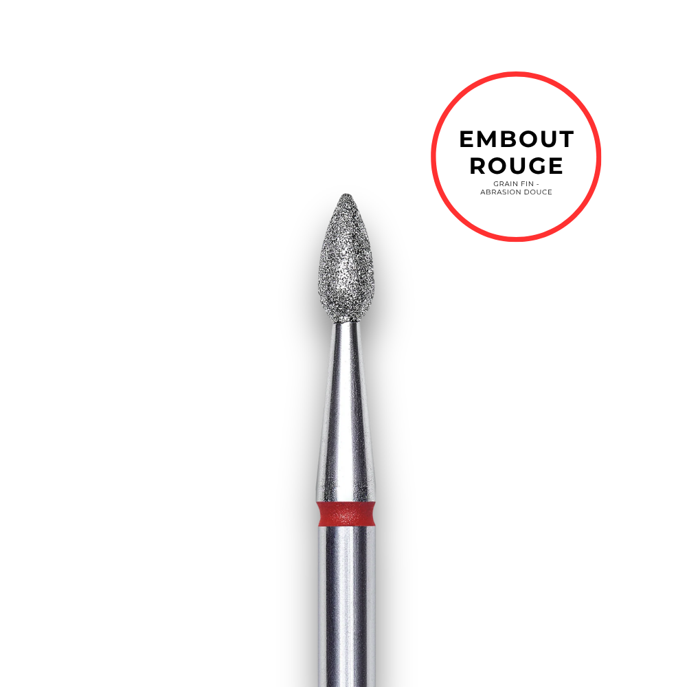 Embout diamant "goutte" - Grain rouge diamètre 2,3mm / partie active 5mm - Staleks