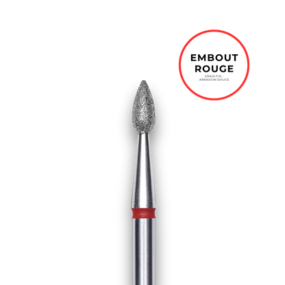 Embout diamant "goutte" - Grain rouge diamètre 2,3mm / partie active 5mm - Staleks