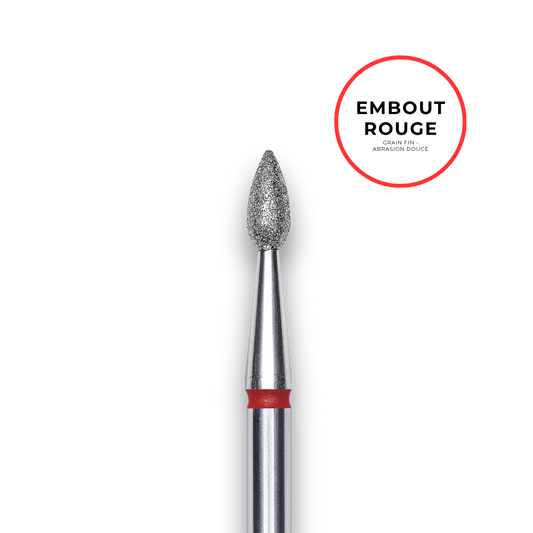 Embout diamant "goutte" - Grain rouge diamètre 2,3mm / partie active 5mm - Staleks