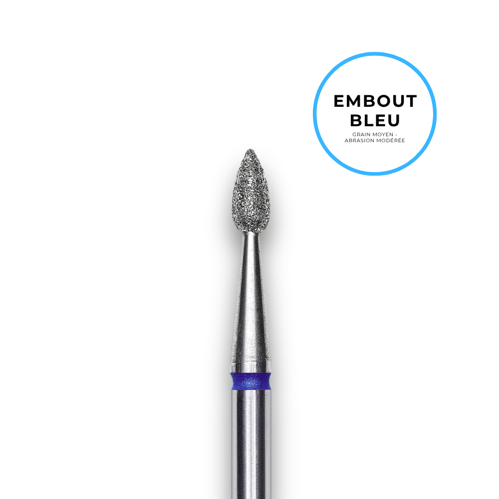 Embout diamant "goutte" - Grain bleu diamètre 2,3mm / partie active 5mm - Staleks