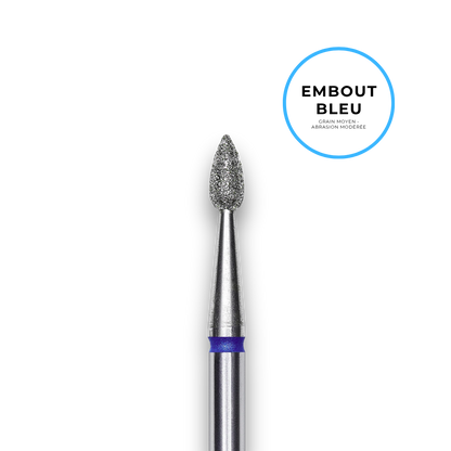 Embout diamant "goutte" - Grain bleu diamètre 2,3mm / partie active 5mm - Staleks