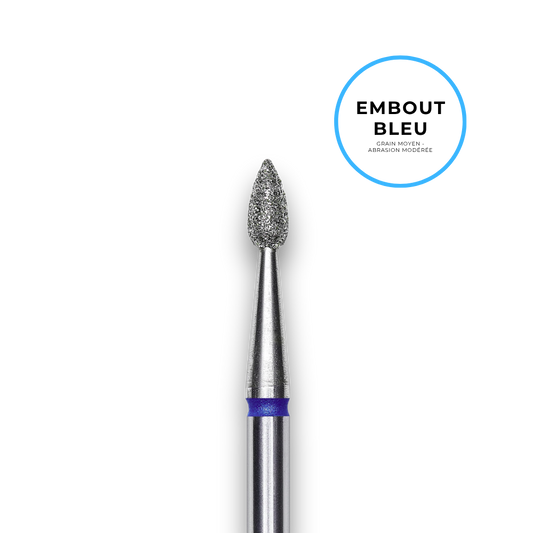 Embout diamant "goutte" - Grain bleu diamètre 2,3mm / partie active 5mm - Staleks