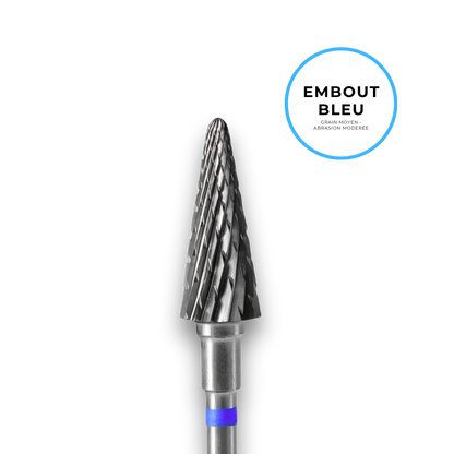 Embout carbure "cône" - Grain bleu diamètre 6mm / partie active 14mm - Staleks