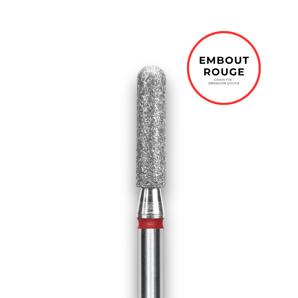 Embout diamant "cylindre" - Grain rouge diamètre 2,5mm / partie active 10mm - Staleks