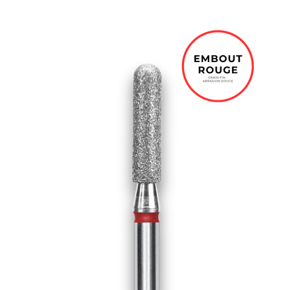 Embout diamant "cylindre" - Grain rouge diamètre 2,5mm / partie active 10mm - Staleks