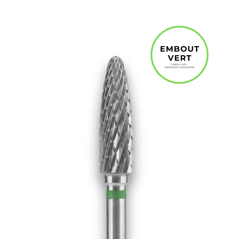Embout carbure "cône tronqué" - Grain vert diamètre 6mm / partie active 14mm