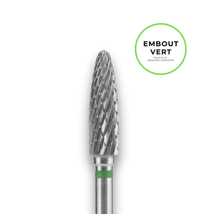 Embout carbure "cône tronqué" - Grain vert diamètre 6mm / partie active 14mm