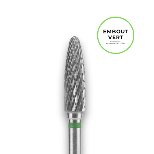 Embout carbure "cône tronqué" - Grain vert diamètre 6mm / partie active 14mm