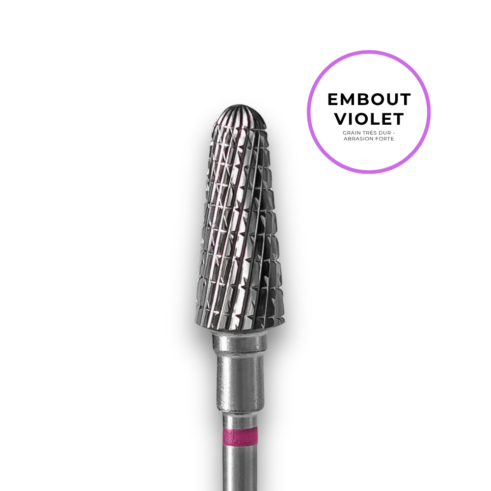 Embout carbure "cône tronqué" - Grain violet diamètre 6mm / partie active 14mm - Staleks